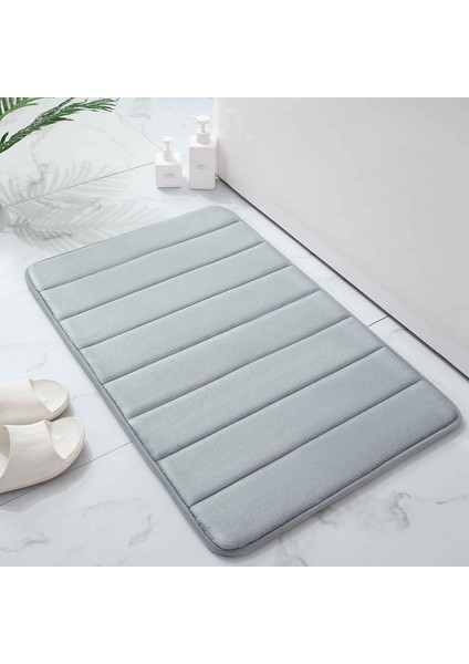 Gri 400 mm x 600 mm Ev Banyo Paspas Mercan Polar Banyo Halı Su Emme Kaymaz Bellek Köpük Emici Yıkanabilir Halı Tuvalet Zemin Mat (Yurt Dışından)
