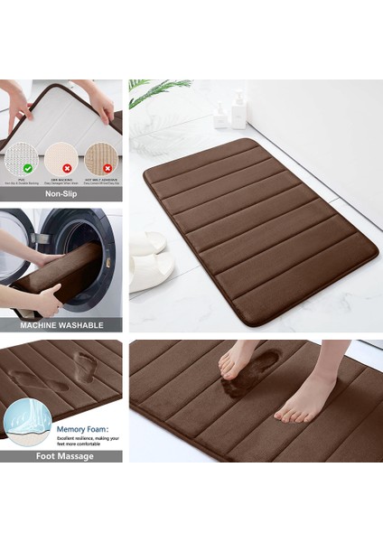 Gri 400 mm x 600 mm Ev Banyo Paspas Mercan Polar Banyo Halı Su Emme Kaymaz Bellek Köpük Emici Yıkanabilir Halı Tuvalet Zemin Mat (Yurt Dışından) indirimleri