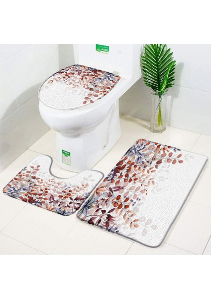 4350AF-3 Adet Paspaslar 400MMX600MM Sakura Çiçek Koi Banyo Paspas Seti Bitki Yaprakları Kaymaz Banyo Halıları ve Mat Halılar Tuvalet Kapağı Kapağı Banyo Aksesuarları Setleri (Yurt Dışından)