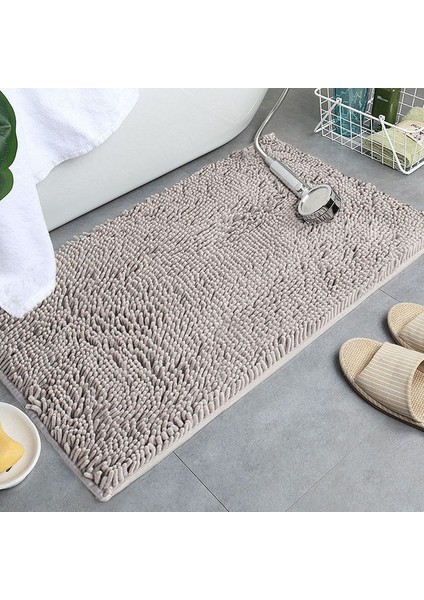 Gri 40X60CM 40X60CM Peluş Halı Paspaslar Kaymaz Şönil Banyo Paspas Halı Ev Kanepe Duş Banyo Paspas Ekstra Yumuşak Emici Mikrofiber Sevişmek Halı (Yurt Dışından)