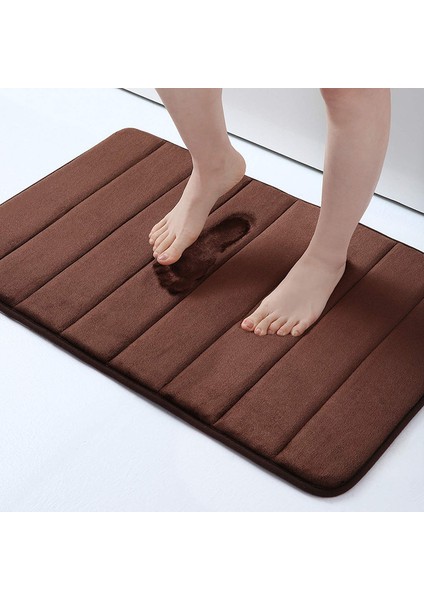 Kahverengi 43X61 cm Kaymaz Banyo Paspas Halı Bellek Köpük Katı Duş Banyo Paspas Halı Ev Mutfak Pedi Tuvalet Banyo Kaymaz Zemin Ayak Paspasları (Yurt Dışından)