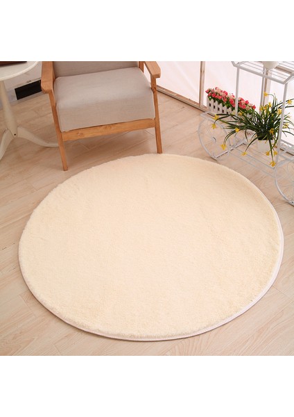Krem Renkli Çap Yaklaşık 100 cm Yuvarlak Katı Halı Oturma Odası Yatak Odası Mat Su Emici Mat Yatak Odası Halı Başucu Halı Çay Masa Halısı 11 Renk Paspaslar (Yurt Dışından)