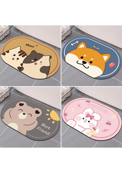 Dikdörtgen 6 400MMX600MM Sevimli Karikatür Banyo Emici Ped Halı Oval Diatom Çamur Su Emici Banyo Paspası Çabuk Kuruyan Kaymaz Tuvalet Paspasları (Yurt Dışından) fiyatları