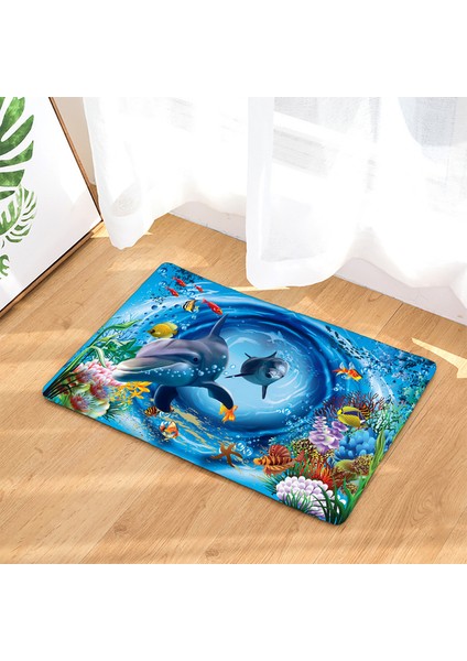 DM3960 450 mm x 750 mm 45*75 cm Akdeniz Okyanus Plaj Tarzı Banyo Halısı Banyo Paspas Seti 3D Baskılı Banyo Zemin Halısı Tuvalet Halıları Wc Paspas (Yurt Dışından)