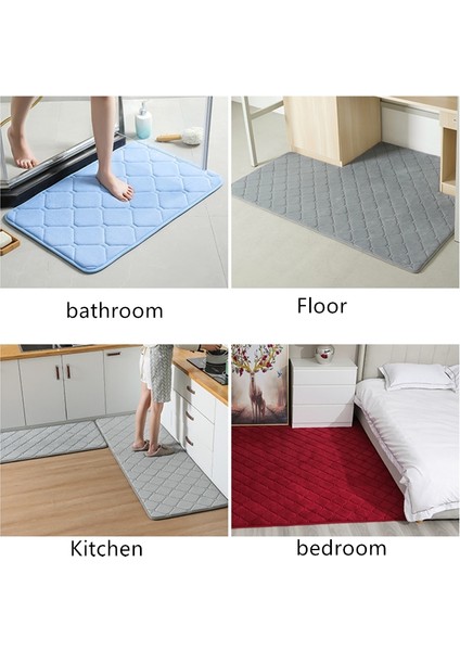 Gri Kare 45X75 45X120 cm Yumuşak Ribaund Banyo Banyo Paspas Seti Çok Boyutlu Küvet Lavabo Tuvalet Halıları Oturma Odası Yatak Odası Mutfak Alanı Halıları Büyük Boy (Yurt Dışından)