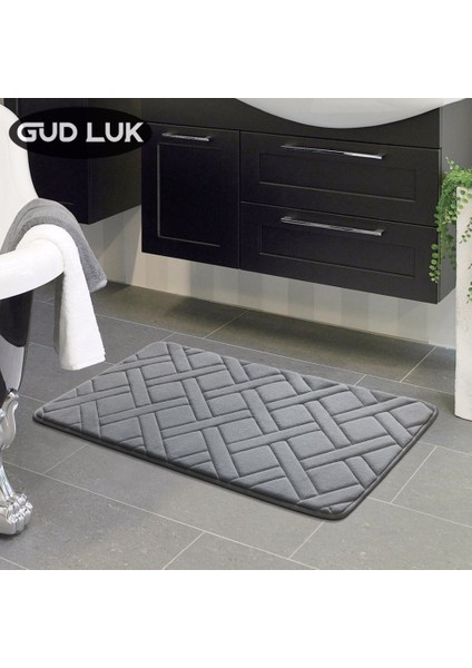 Gri 500 mm x 800 mm Izgara Kabartma Banyo Paspas Kaymaz Banyo Katı Renkler Yatak Odası Paspaslar Sünger Halı Polyester Elyaf Mutfak Mat (Yurt Dışından) fiyatları
