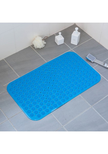 Mavi 36 cm x 71 cm Kendinden Emişli Silikon Pvc Paspaslar Pvc Dikdörtgen Banyo Artefakt Ayak Masaj Yastığı Taban Kaymaz Duş Odası Banyo Masaj Yastığı (Yurt Dışından)