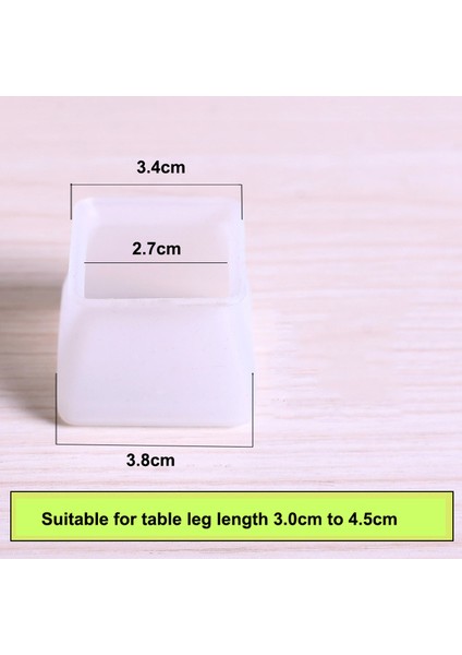 Beyaz Square3.4x3.8 4pcs Kaymaz Masa Sandalye Bacak Silikon Kapak Pedi Mobilya Masa Ayakları Kapak Zemin Koruyucu Kaymaz Masa Sandalye Ayak Koruması (Yurt Dışından)