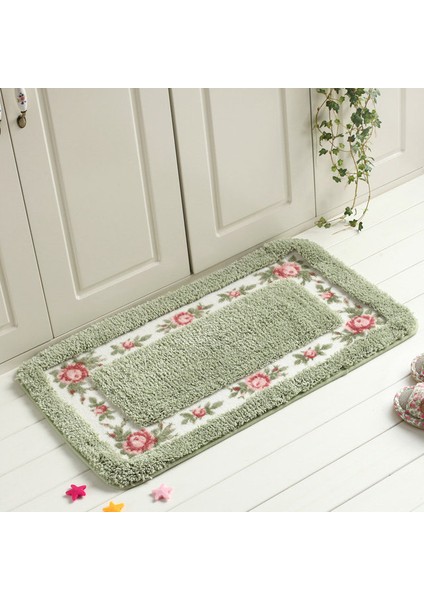 Fang Yeşil Yaklaşık 60X90 cm 6 Boyutları Kare Paspas Zemin Halı Oturma Odası Yatak Odası Koridor Su Emme Kaymaz Banyo Paspas Tuvalet Halı Ayak Pedi (Yurt Dışından)