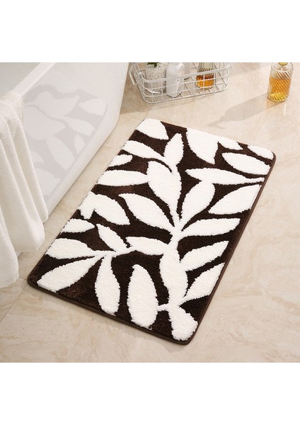 Yaprak Kahve 50X80 cm Inyahome Banyo Halıları Renkli Soyut Yapraklar Banyo Paspas Kaymaz Su Emici Boho Banyo Halısı Yumuşak Mikrofiber Paspaslar (Yurt Dışından)