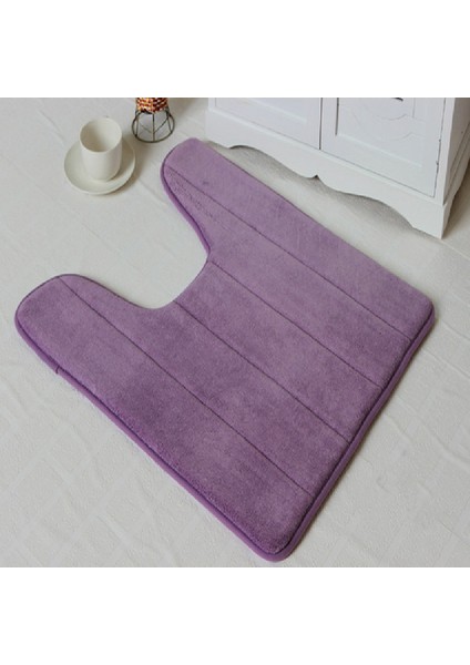 Mor U-Şekilli Su Emici Köpük Banyo Paspasları Tuvalet Paspas Banyo Mercan Polar Halı Halı Kaymaz Zemin Tuvalet Ev Dekor Ev (Yurt Dışından)