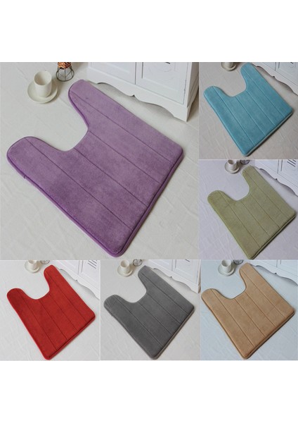 Mor U-Şekilli Su Emici Köpük Banyo Paspasları Tuvalet Paspas Banyo Mercan Polar Halı Halı Kaymaz Zemin Tuvalet Ev Dekor Ev (Yurt Dışından) fırsatları