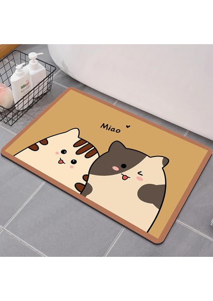 Cat Miao (Dikdörtgen) 60X90 cm Sevimli Karikatür Banyo Paspas Kaymaz Banyo Halısı Ayak Mat Emici Paspas Giriş Kapısı Yatak Odası Temizlemesi Kolay Dış Mekan Zemin Halı (Yurt Dışından)