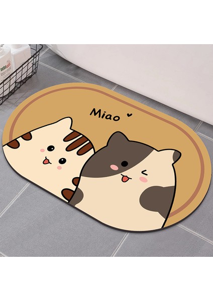 Cat Miao (Dikdörtgen) 60X90 cm Sevimli Karikatür Banyo Paspas Kaymaz Banyo Halısı Ayak Mat Emici Paspas Giriş Kapısı Yatak Odası Temizlemesi Kolay Dış Mekan Zemin Halı (Yurt Dışından)
