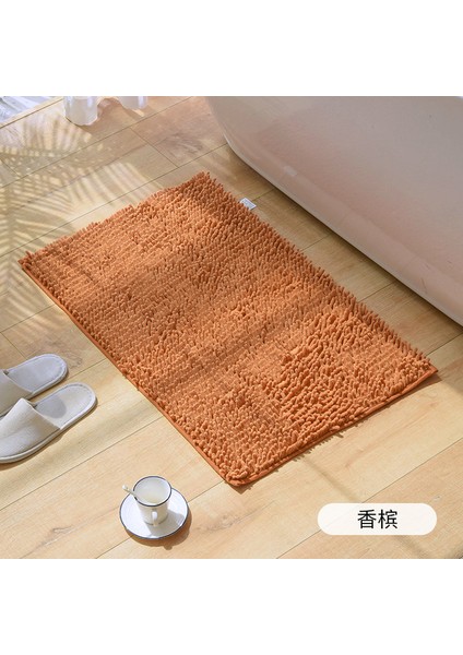 Şampanya 60X90 cm Düz Renk Yumuşak Peluş Şönil Kaymaz Banyo Banyo Paspas Su Emme Zemin Kapı Mat Tuvalet Halı Ev Dekorasyon Halı (Yurt Dışından)