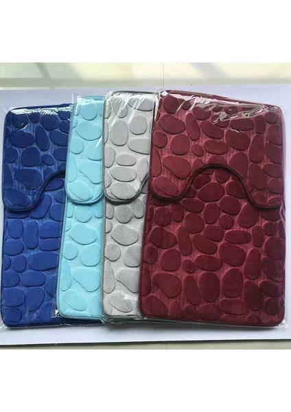 Gök Mavisi 2 Adet Arnavut Kaldırımı Kabartmalı Banyo Paspas Kaymaz Halılar Duş Halı Seti Emici Kapı Contası Banyo Aksesuarları Setleri (Yurt Dışından) fiyatları