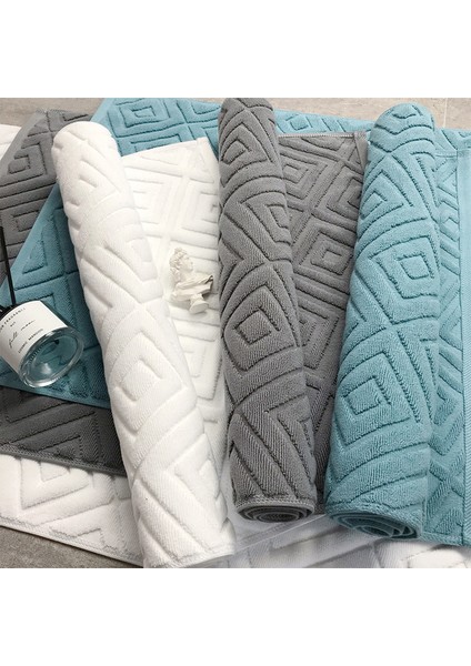 Mavi 60X40CM Lüks Jakarlı Kalınlaştırılmış Pamuklu Banyo Paspası - Otel Için Emici Zemin Havlusu, Spa - Banyo Halısı, Yumuşak Kaymaz Banyo Paspası ve Halı (Yurt Dışından)