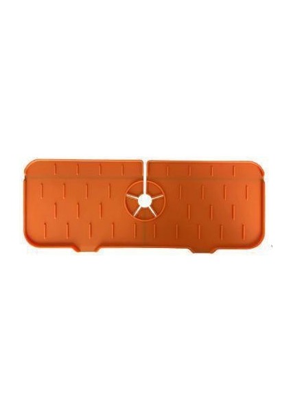 Turuncu A 37X14 cm Silikon Musluk Emici Mat Mutfak Lavabo Sıçrama Koruması Lavabo Su Sıçrama Koruması Banyo Tezgahı Koruyucu Lavabo Drenaj Mat (Yurt Dışından)