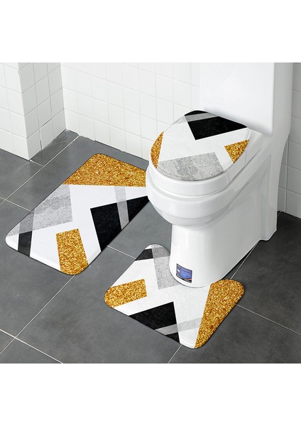 Lemon 2 Adet 60X90 cm Kalın Flanel Banyo Banyo Paspas Seti Tuvalet Halıları U Şekli Banyoda Zemin Halıları Tuvalet Ayak Pedi Anti Patinaj Yıkanabilir Kapak Kapağı (Yurt Dışından)