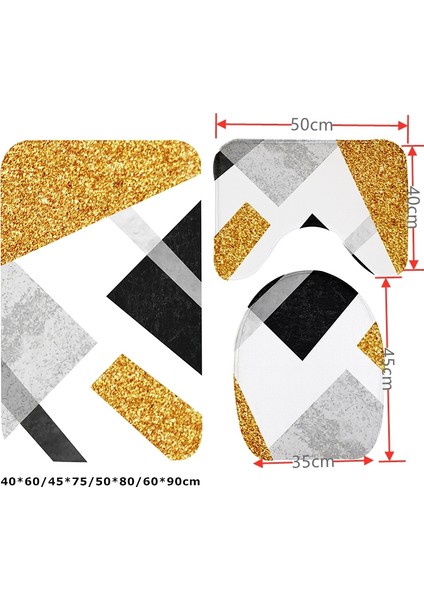 Lemon 2 Adet 60X90 cm Kalın Flanel Banyo Banyo Paspas Seti Tuvalet Halıları U Şekli Banyoda Zemin Halıları Tuvalet Ayak Pedi Anti Patinaj Yıkanabilir Kapak Kapağı (Yurt Dışından)