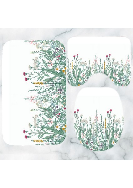 P 50X80CM 3 Adet Eski Püskü Pembe Victoria Güller Çiçek Banyo Paspası Banyo Için Zarif Çiçekler Tuvalet Paspası Seti Modern Kaymaz Çiçek Duş Halısı Halı (Yurt Dışından)