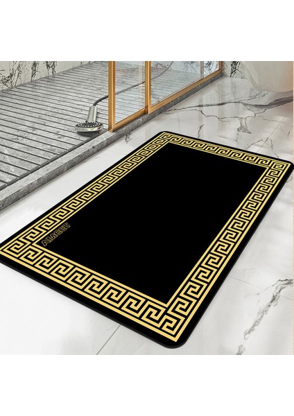 Resim Olarak 01 60X90CM Süper Emici Banyo Halısı Duş Hızlı Kuruyan Diyatomlu Toprak Mat Siyah Sarı Dekorasyon Lüks Halı Kaymaz Banyo Paspası (Yurt Dışından)