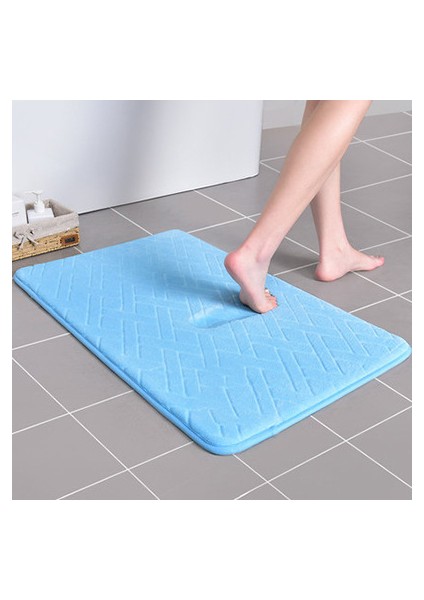 Mavi 50X80 cm Kalınlaşmış Banyo Paspas Halı Su Emici Kaymaz Bellek Köpük Banyo Paspas Halı Küvet Halıları Duş Odası Paspas Ayak Pedi (Yurt Dışından)