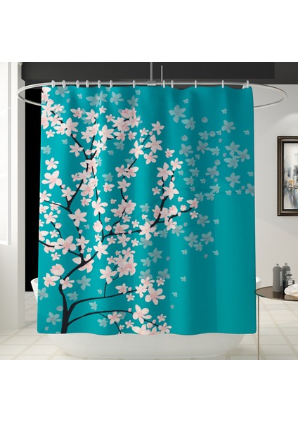 4PCS-375 Klasik Çiçek Banyo Paspas Kaymaz Mikrofiber Banyo Paspas ve Duş Perde Seti Banyo Halısı Tuvalet Banyo Halı Paspas (Yurt Dışından)