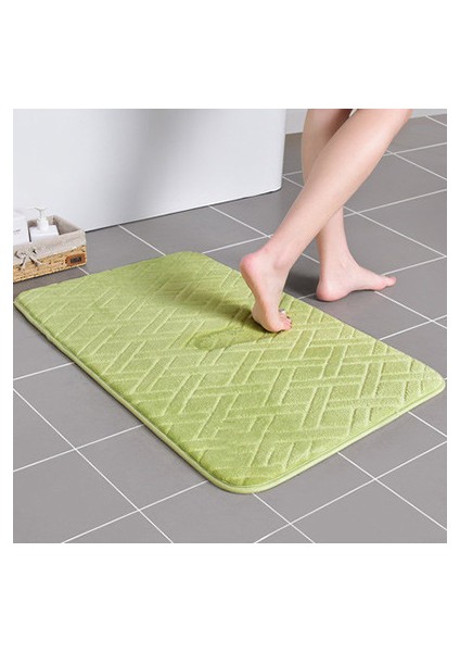 Yeşil Hafızalı Köpük 40X60CM Sevimli Karikatür Banyo Emici Ped Halı Oval Diatom Çamur Su Emici Banyo Paspası Çabuk Kuruyan Kaymaz Tuvalet Paspasları (Yurt Dışından)