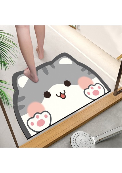 Yeşil Hafızalı Köpük 40X60CM Sevimli Karikatür Banyo Emici Ped Halı Oval Diatom Çamur Su Emici Banyo Paspası Çabuk Kuruyan Kaymaz Tuvalet Paspasları (Yurt Dışından) fiyatları