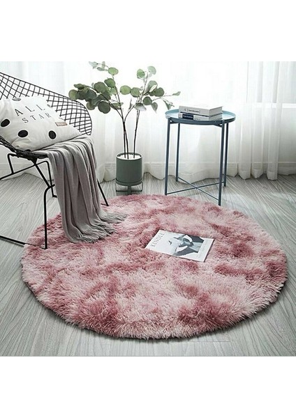Mor 40CM Yuvarlak Kabarık Alan Halısı Yatak Odası Için Yumuşak Kabarık Tüylü Halı Kaymaz Zemin Halısı Banyo Paspas Banyo Halısı Коврик Для Ванной На Пол (Yurt Dışından)