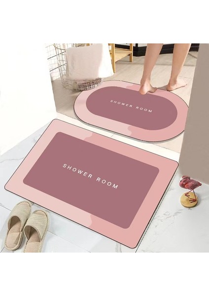 Pembe Çifti 50X80 cm Süper Emici Banyo Paspas Çabuk Kuruyan Banyo Halısı Kaymaz Giriş Paspas Nappa Cilt Paspaslar Tuvalet Halı Ev Dekor (Yurt Dışından)