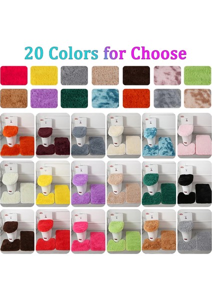 Yeşil Peluş Banyo Paspas Kapağı Kaymaz Banyo Halısı ve Banyo Kapağı Yumuşak Peluş Duş Halısı Banyo Kaymaz Mat 3 Takım (Yurt Dışından) modelleri