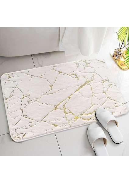 Mermer Deve 80X120 cm Inyahome Banyo Paspasları Lüks Beyaz ve Altın Kaymaz ve Yumuşak Banyo Halısı Emici Banyo Halısı Dekor Mutfak Için Kapalı (Yurt Dışından)