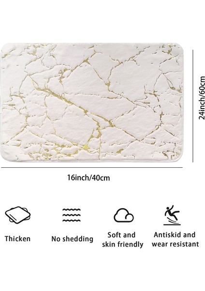 Mermer Deve 80X120 cm Inyahome Banyo Paspasları Lüks Beyaz ve Altın Kaymaz ve Yumuşak Banyo Halısı Emici Banyo Halısı Dekor Mutfak Için Kapalı (Yurt Dışından)