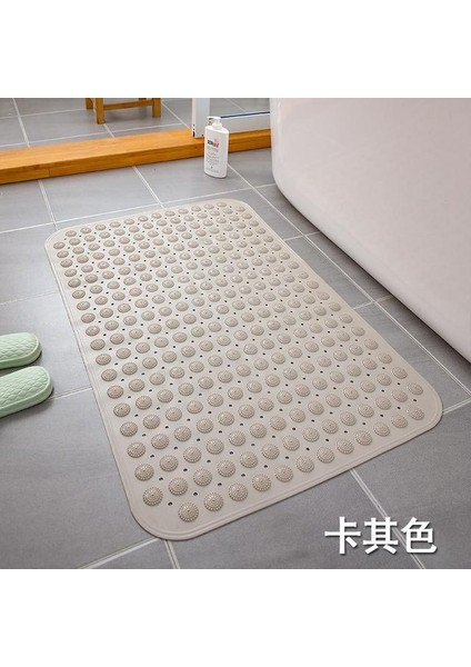 Haki 46X46 cm 1 Pc Banyo Paspasları Kendinden Astarlı Silikon Paspaslar Pvc Dikdörtgen Banyo Artefakt Ayak Masaj Minderi Taban Kaymaz Duş Odası Paspasları (Yurt Dışından)
