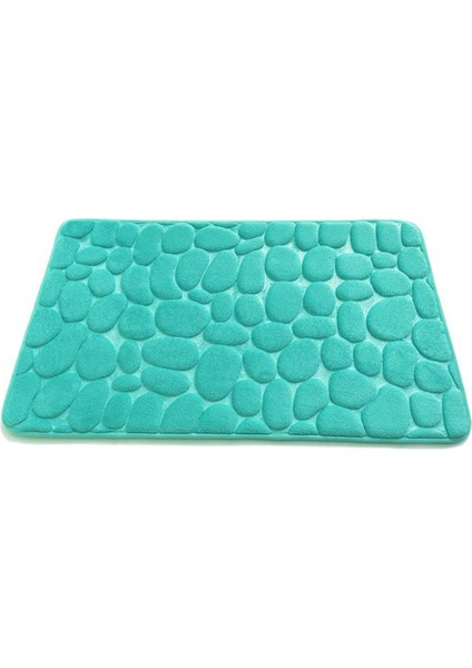 Göl Mavisi 400 mm x 600 mm Süper Emici Banyo Paspas Çabuk Kuruyan 40X60 cm Arnavut Kaldırımı Kabartmalı Banyo Paspas Kaymaz Küvet Yan Zemin Halı Bellek Köpük Ped (Yurt Dışından)