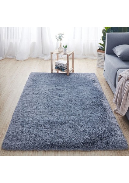 Gri Yaklaşık 100X160 cm Yumuşak Peluş Banyo Halı Yatak Odası Başucu Ayak Mat Düz Renk Su Emme Halı Kalınlaşmak Kaymaz Banyo Paspas Zemin Halı (Yurt Dışından)