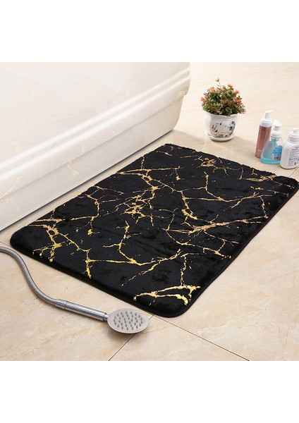 TJ001BLACK 80X160 cm Banyo Paspas Modern Oturma Odası Paspaslar Alan Küçük Halı Yıkanabilir Yatak Odası Banyo Dikdörtgen Kaymaz Tuvalet Zemin Sahte Tavşan Paspaslar (Yurt Dışından)