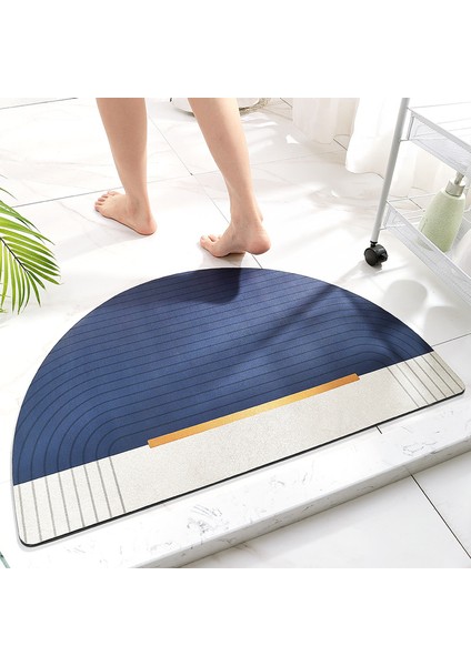 Altın ve Mavi 50X80 cm Moda Teknolojisi Kadife Banyo Paspası Yarı Dairesel Banyo Paspas Emici Çabuk Kuruyan Ayak Mat Duş Odası Kaymaz Zemin Mat (Yurt Dışından) fırsatları
