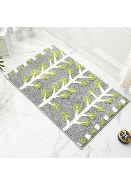 Chunyi 1 Adet 50X80CM Kaliteli Kaymaz Zemin Halısı Yeni Yaprak Desen Yumuşak Banyo Paspas Ev Dekor Emici Yatak Odası Koridor Banyo Paspas Tuvalet Halısı 1 Adet (Yurt Dışından)