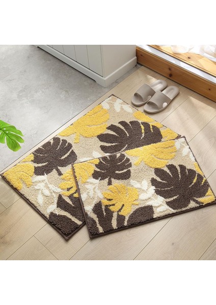 Chunyi 1 Adet 50X80CM Kaliteli Kaymaz Zemin Halısı Yeni Yaprak Desen Yumuşak Banyo Paspas Ev Dekor Emici Yatak Odası Koridor Banyo Paspas Tuvalet Halısı 1 Adet (Yurt Dışından) modelleri