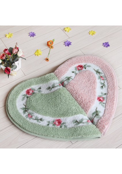 Mavi Yaklaşık 45X50 cm Kalp Şekli Kaymaz Banyo Paspas Işlemeli Tuvalet Halı Seti Su Emme Kapı Mat Banyo Tuvalet Yatak Odası 2 Boyutları Zemin Mat (Yurt Dışından) modelleri