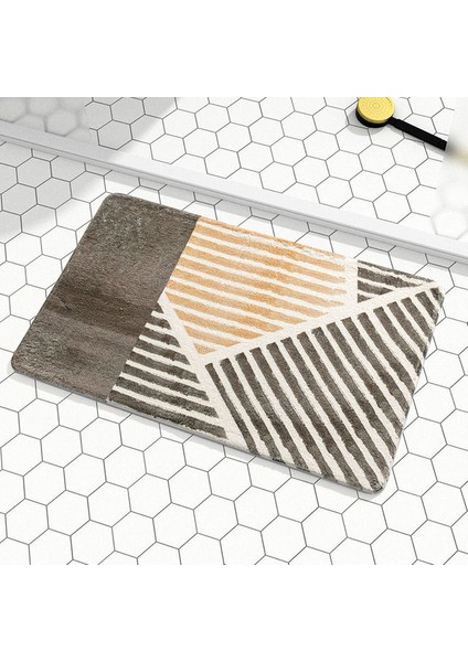 Dikdörtgen-Kahve 40X60CM Çizgili Banyo Paspasları Dikdörtgen Su Emici Zemin Halısı Kaymaz Duş Mat Tuvalet Kapı Giriş Paspası Banyo Dekorasyonu (Yurt Dışından)