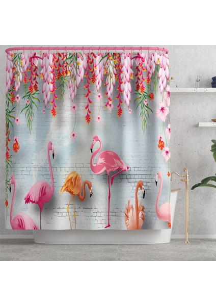 4PCS-1040 Gösterildiği Gibi Flamingo Baskı Banyo Paspas ve Duş Perdesi Su Emici Banyo Halı Kilim Ev Dekor Tuvalet Mat Kaymaz Zemin Halı Seti (Yurt Dışından) indirimleri