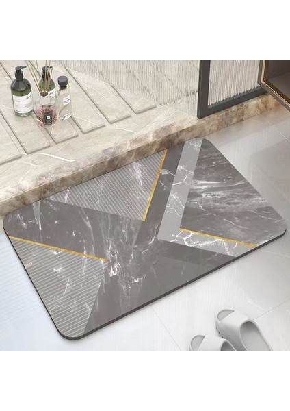 A14 60-90 cm Banyo Emici Ped Halı Oval Diatom Çamur Su Emici Banyo Paspas Hızlı Kuruyan Kaymaz Tuvalet Paspaslar Mutfak Kapı (Yurt Dışından)