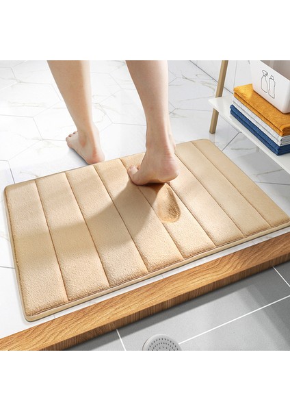 Siyah-Haki 50X80 cm Banyo Paspas Duş Mat Bellek Köpük Ped Süper Emici Çabuk Kuruyan Banyo Halı Tuvalet Zemin Mat Kaymaz Ev Dekor (Yurt Dışından)
