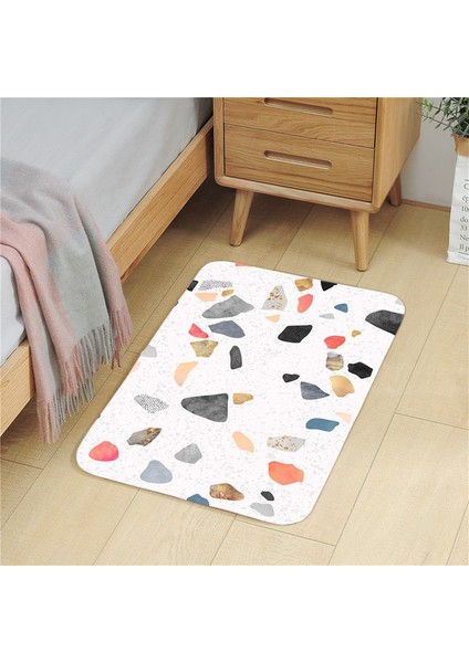 Taşlar 45X75 cm Kalın Flanel Banyo Banyo Paspas Seti Tuvalet Halıları U Şekli Banyoda Zemin Halıları Tuvalet Ayak Pedi Anti Patinaj Yıkanabilir Kapak Kapağı (Yurt Dışından)