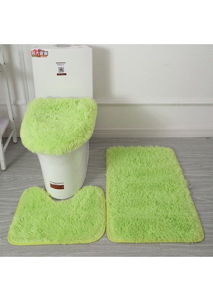 Elma Yeşili 40X50 45X50 50X80 cm 3 Adet/takım Düz Renk Banyo Paspas Seti Kabarık Kıllar Banyo Halıları Modern Tuvalet Kapağı Kilim Seti Dikdörtgen (Yurt Dışından)