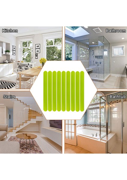 Yeşil 12 Adet 12 Adet Kaymaz Şeritler Duş Zemin Çıkartmaları Banyo Güvenlik Şeritleri Şeffaf Kaymaz Bant Küvetler Merdivenler (Yurt Dışından) fiyatları